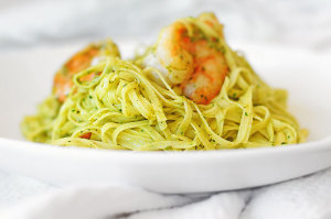 Shrimp Pasta with Cilantro Pesto