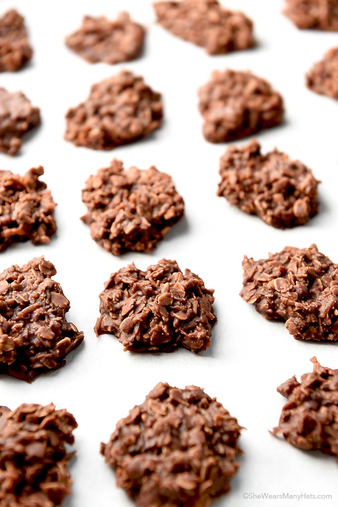 Chocolate Coconut Oatmeal No Bake Cookies Recipe | She Wears Many Hats