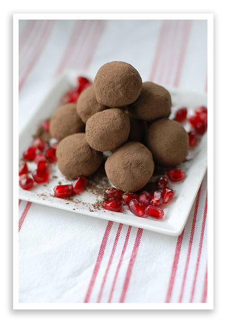 Dark Chocolate Truffles with Pomegranate Liqueur