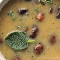 Using a healthy pureed white bean and broth base instead of cream, this White Bean and Roasted Mushroom Soup recipe can be enjoyed often as you would like, guilt-free.