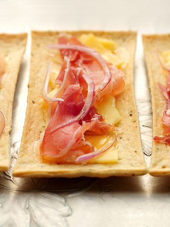 Easy Flatbreads with Gouda, Red Onion, Honey Prosciutto Appetizer