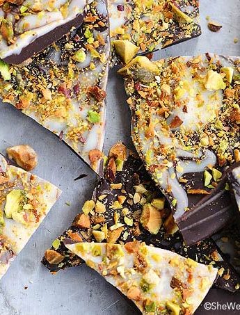 This easy Pistachio Chocolate Bark recipe is a delicious treat to share at holiday parties or package up for the perfect edible gift to share.