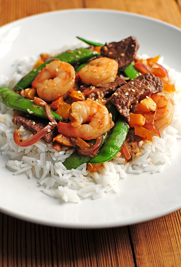 Hibachi Style Garlic Steak And Shrimp