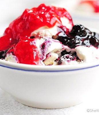 Vanilla Berry Swirl Ice Cream Recipe shewearsmanyhats.com