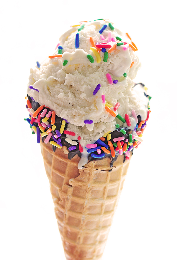 Ice Cream with Chocolate Dipped Ice Cream Cones