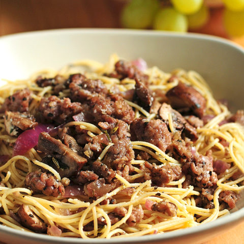 Angel Hair Pasta With Italian Sausage Mushrooms Herbs