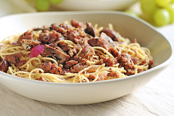 Angel Hair Pasta With Italian Sausage Mushrooms Herbs