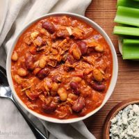 Easy Buffalo Chicken Chili Recipe | shewearsmanyhats.com