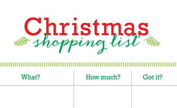 Free Printable Christmas Shopping List