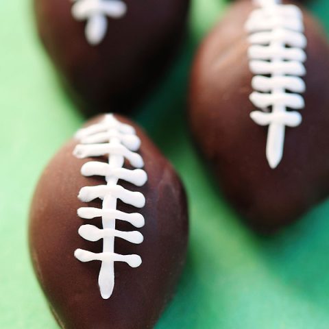 Chocolate Peanut Butter Footballs Recipe | shewearsmanyhats.com