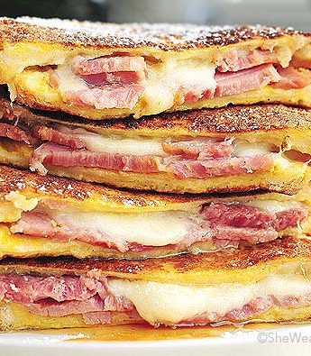 Monte Christo Sandwiches put on top of each other