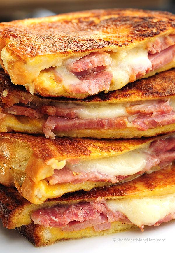 Monte Cristo sandwich cut and stacked