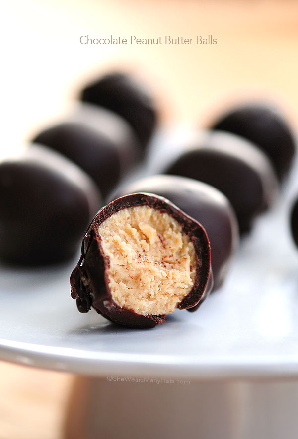 Chocolate Peanut Butter Balls Recipe | shewearsmanyhats.com