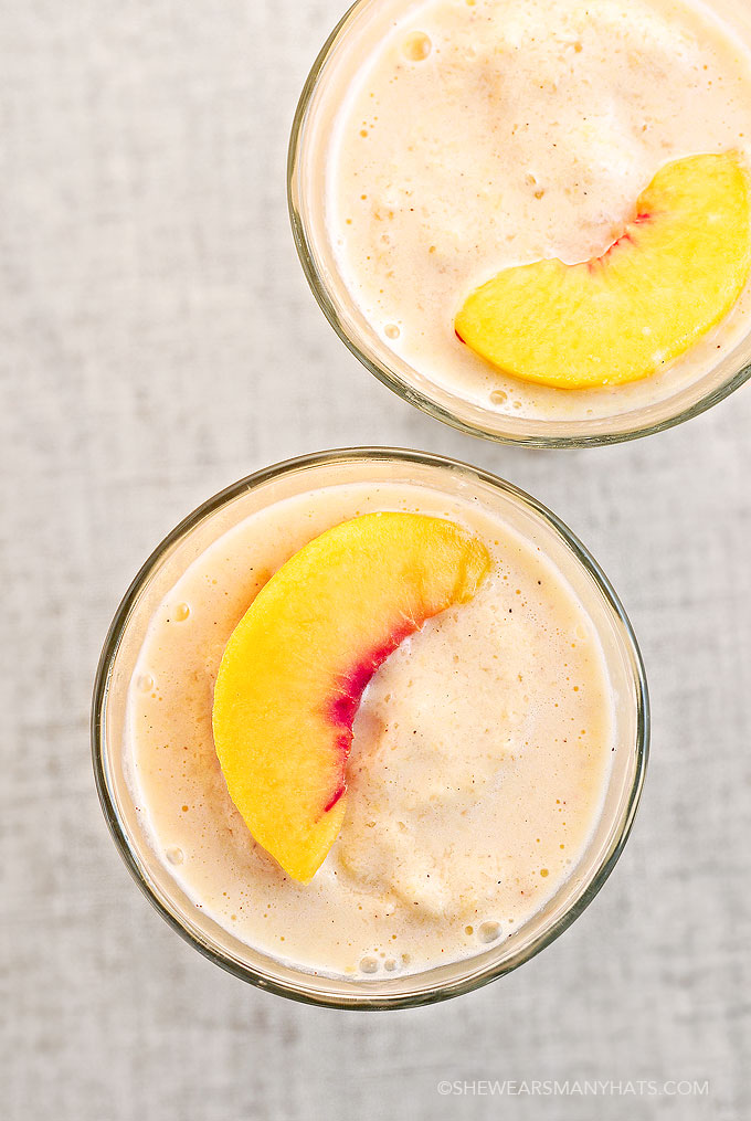 Easy Peach Fruit Smoothie Recipe - She Wears Many Hats