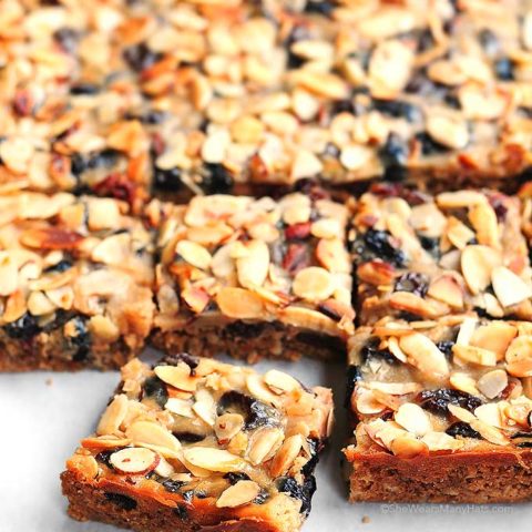 homemade granolal bars with oatmeal almonds and cherry