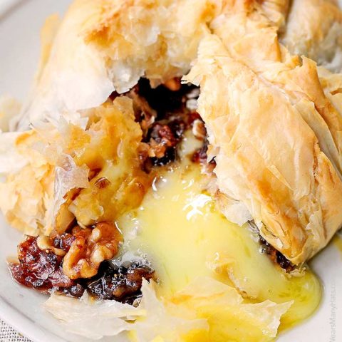 Phyllo Baked Brie with Figs and Walnuts Recipe