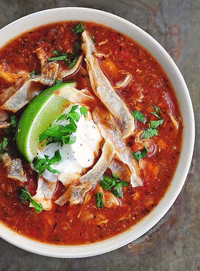 Easy Chicken Tortilla Soup Recipe | She Wears Many Hats