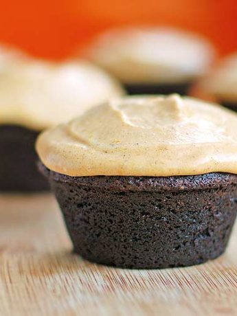 Chocolate Muffins with Pumpkin Cream Cheese Frosting