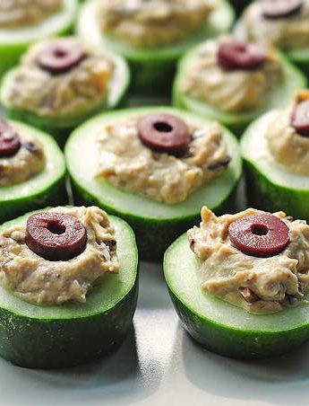 These Olive Cucumber Hummus Cups use only three ingredients to create a tasty and healthy appetizer or snack.