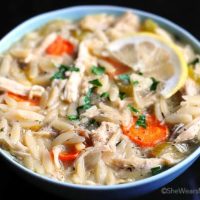 Lemon Chicken Orzo Soup Recipe | shewearsmanyhats.com