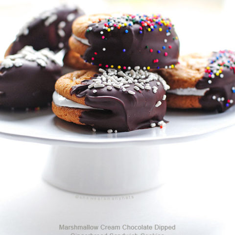 Marshmallow Creme Filled Chocolate Dipped Sandwich Cookies
