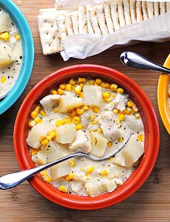 This hearty Fish and Corn Chowder (aka Colorado Cape Cod Chowder) is the perfect bowl of comfort made with potatoes, cod and herbs.