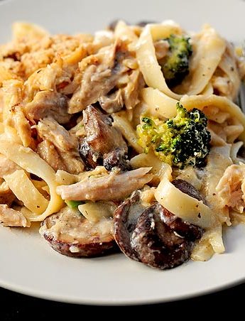 This Turkey Tetrazzini is a delicious way to use leftover turkey. This easy pasta casserole is made with turkey, mushrooms, broccoli, parmesan and other savory ingredients.