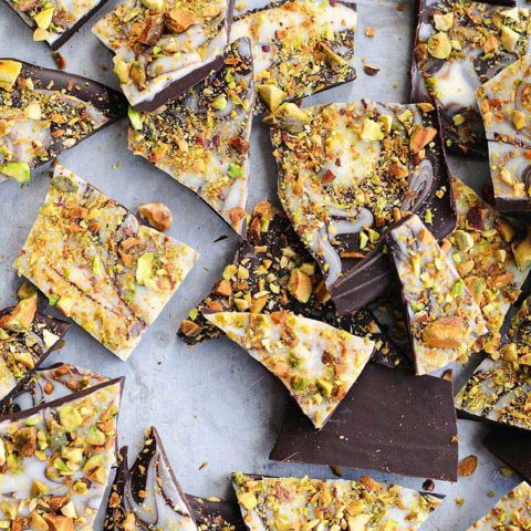 This easy Pistachio Chocolate Bark recipe is a delicious treat to share at holiday parties or package up for the perfect edible gift to share.