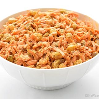 Spicy Ginger Carrot Salad Recipe with Raisins and Pistachios | shewearsmanyhats.com
