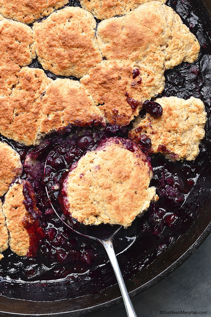 Blueberry Cobbler Recipe With Biscuit Topping She Wears Many Hats