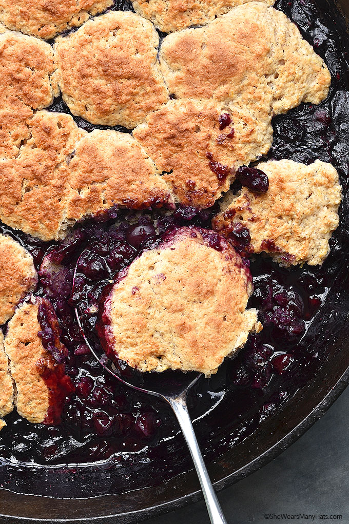 Blueberry Cobbler Recipe with Biscuit Topping | She Wears ...