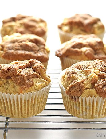 Apple Cinnamon Muffins Recipe with a Cinnamon Crunch Topping shewearsmanyhats.com