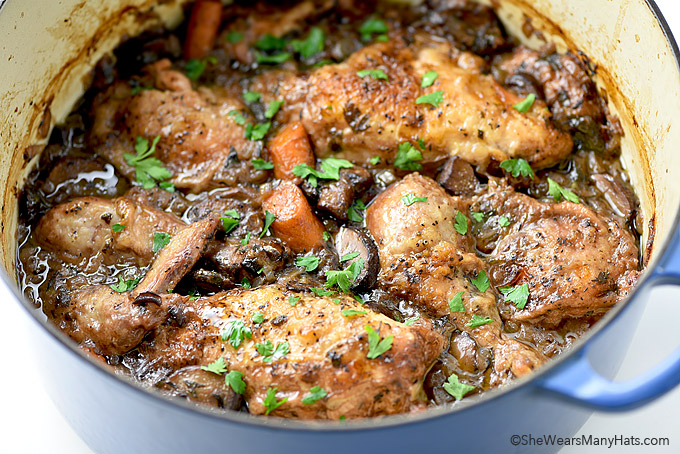Easy and delicious Coq au Vin Recipe from shewearsmanyhats.com