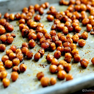 Spicy Roasted Garbanzo Beans Recipe shewearsmanyhats.com