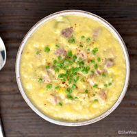 Easy Ham and Corn Chowder Recipe | shewearsmanyhats.com