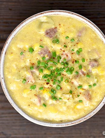 Easy Ham and Corn Chowder Recipe | shewearsmanyhats.com