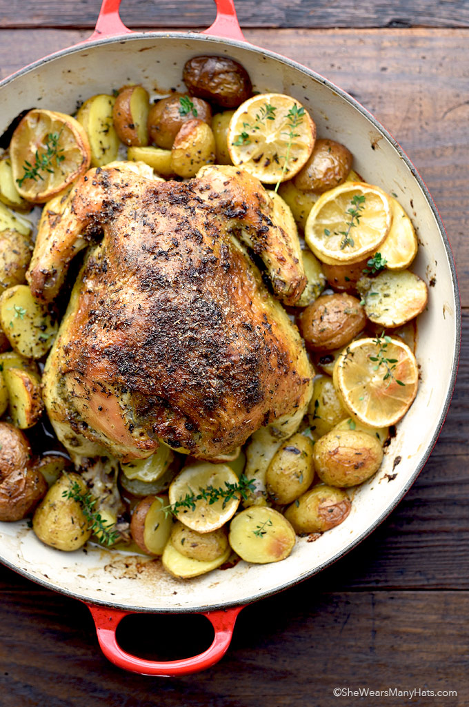 Roasted Garlic Lemon Chicken And Potatoes She Wears Many Hats 