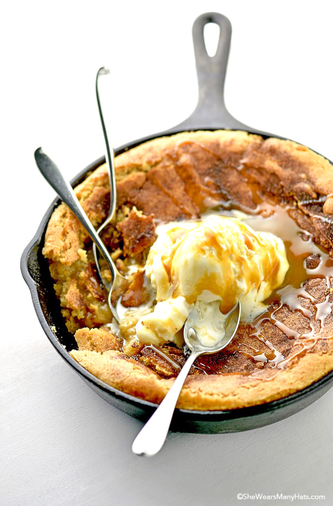 Snickerdoodle Skillet Cookie Cake Recipe | She Wears Many Hats