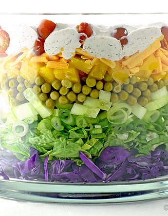 Easy Colorful Layered Salad Recipe | shewearsmanyhats.com