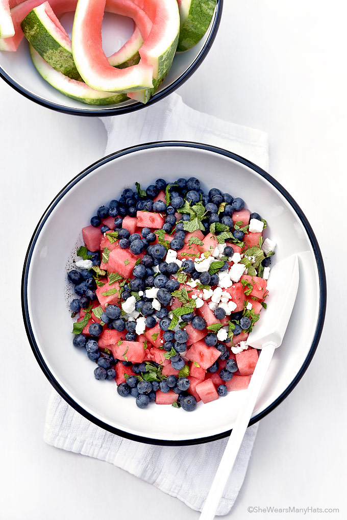 Blueberry Watermelon Feta Mint Salad Recipe  She Wears Many Hats