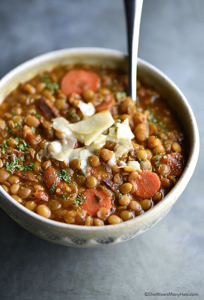 Bacon Lentil Soup Recipe | She Wears Many Hats