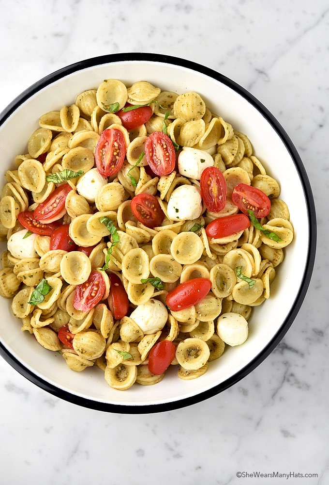 Easy Caprese Pasta Salad Recipe | She Wears Many Hats