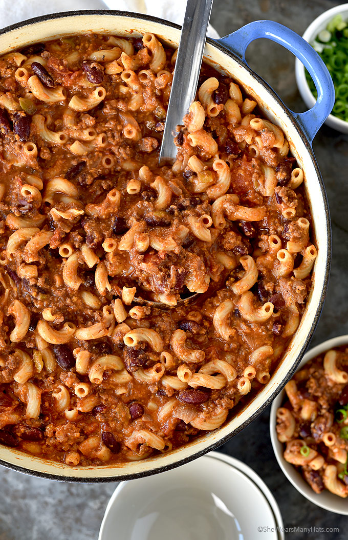 Easy Chili Mac Recipe | She Wears Many Hats