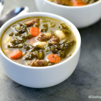 Kale, Sausage and White Bean Soup Recipe | shewearsmanyhats.com