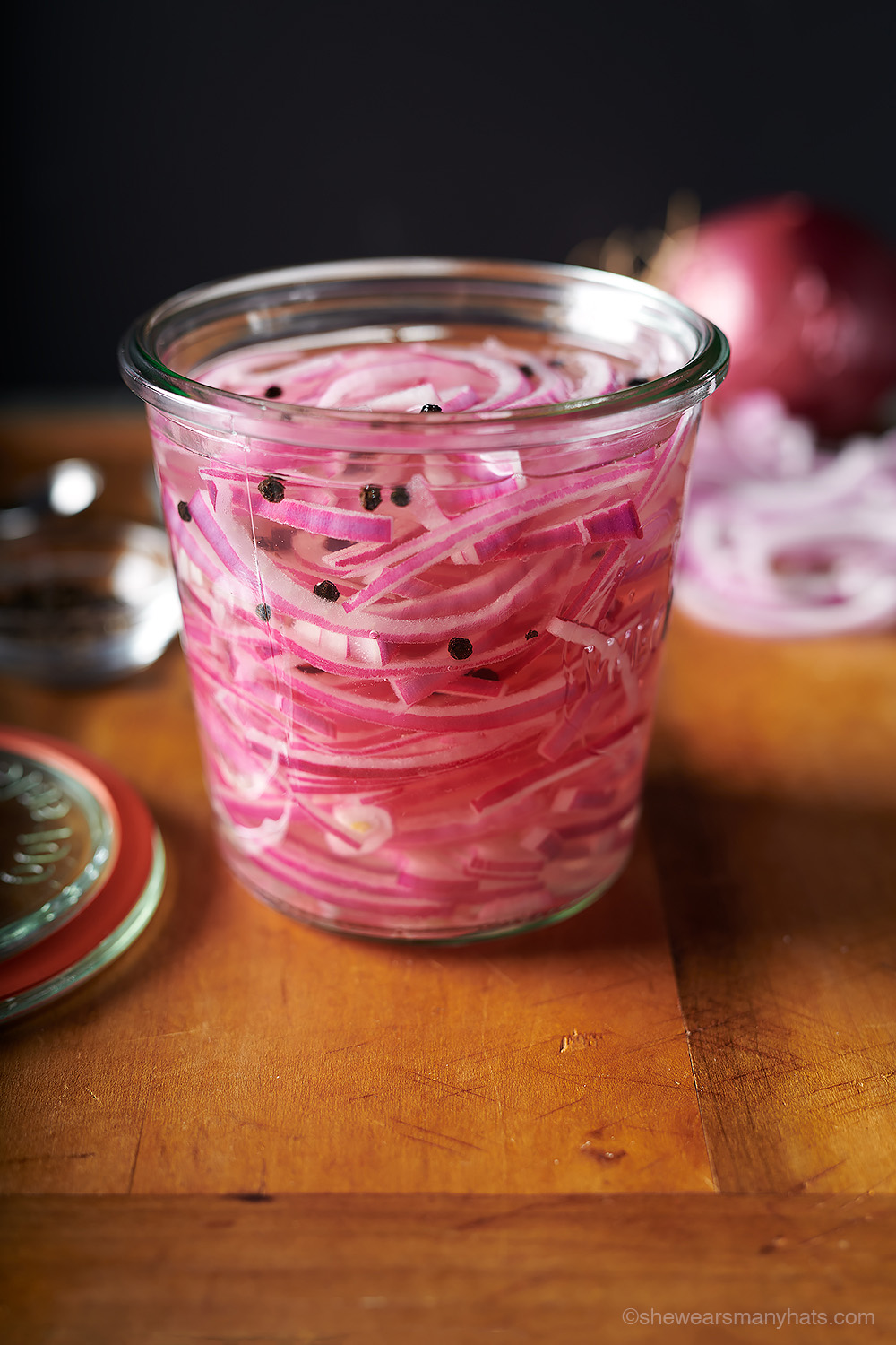 jar of pickled red onions
